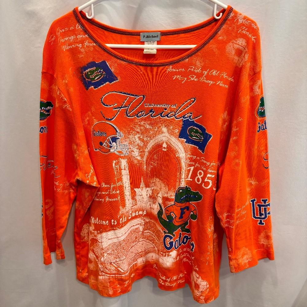 P.Michael Florida Gators Women's All Over Print Orange Long Sleeve Shirt Size L